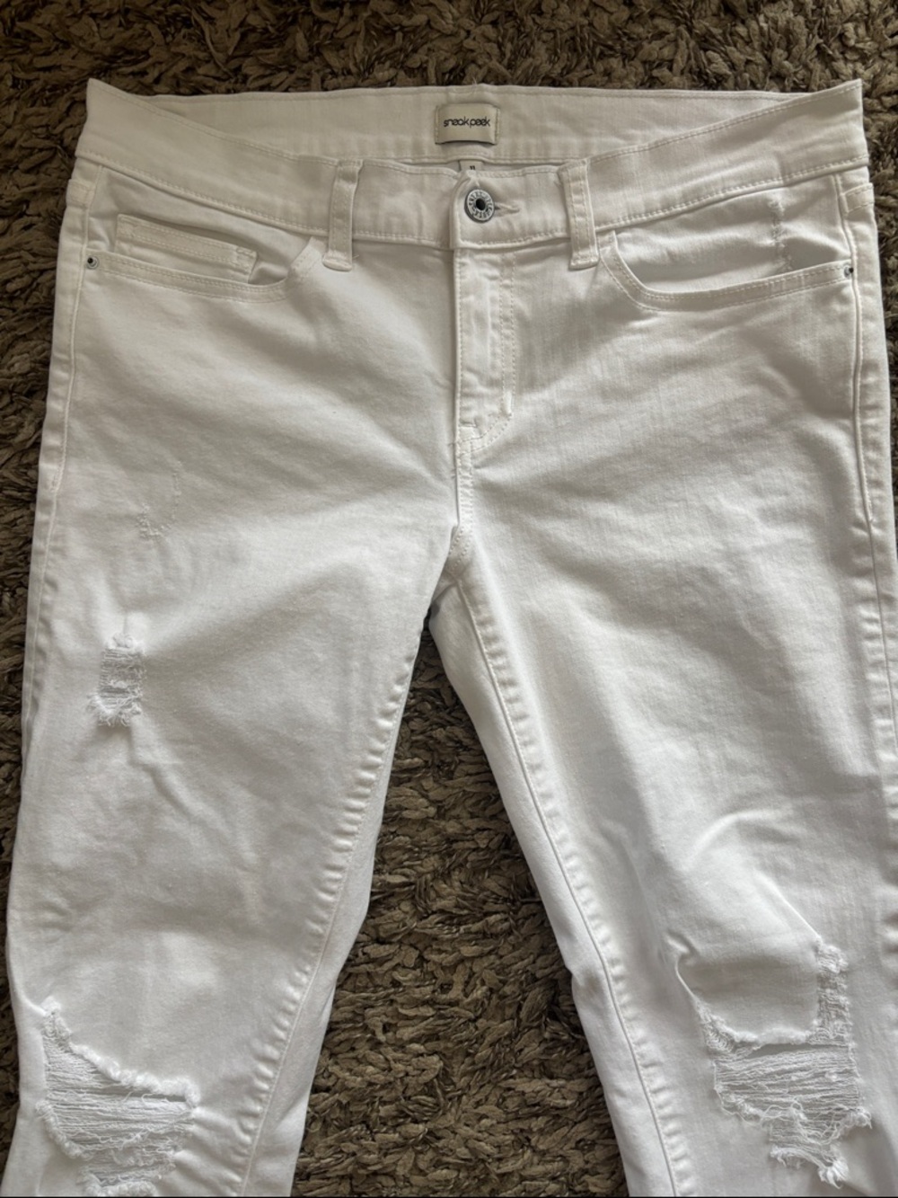 Sneak Peek White Distressed Skinny Jeans